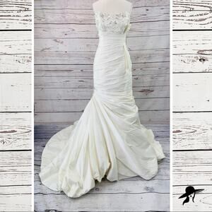 Cosmobella ivory strapless trumpet mermaid beaded